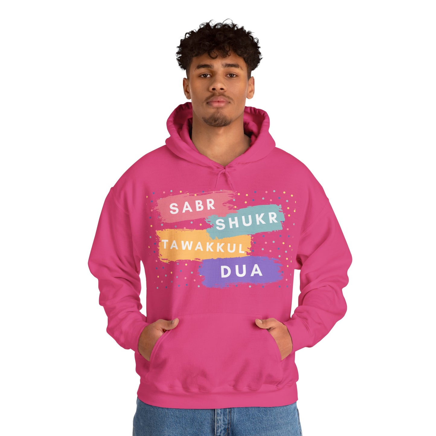 Sabr Shukr Tawakkul Dua Typographic Hoodie - Colorful Cozy Soft Cotton Unisex Hoodie
