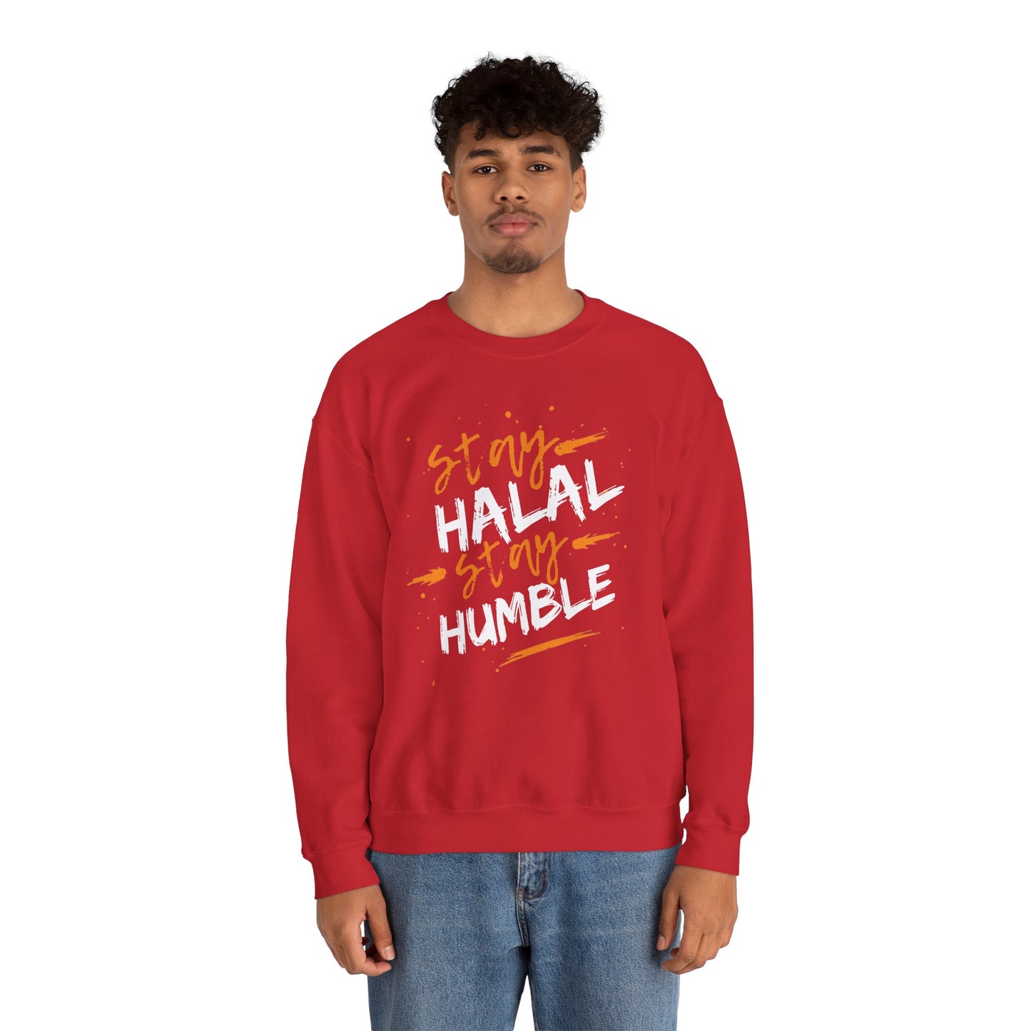 Stay Halal Stay Humble Typographic Sweatshirt - Cozy Soft Cotton Unisex Statement Sweatshirt