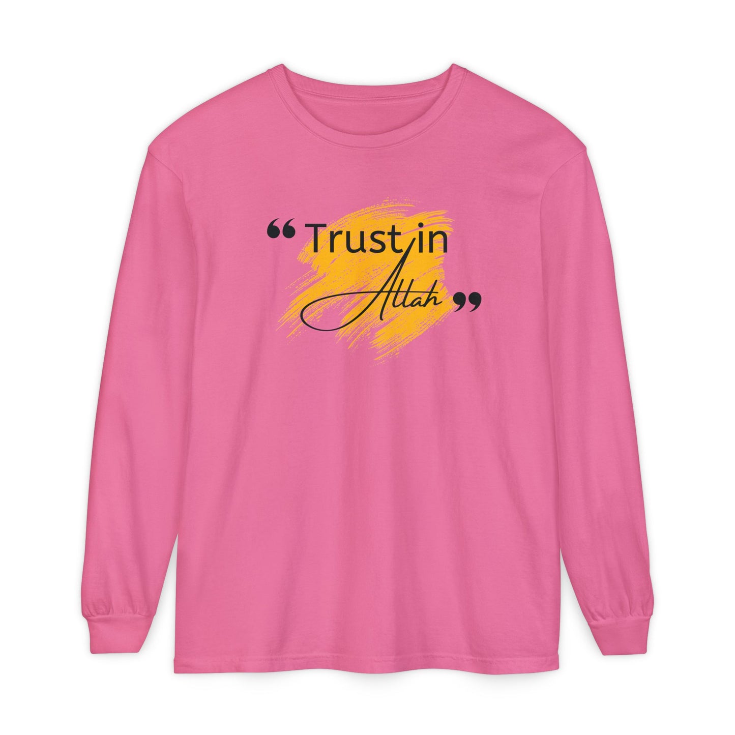 Trust in Allah Graphic Tee Long-Sleeve T-Shirt - Trust in Allah Typography Islamic Unisex Long-Sleeve Tee