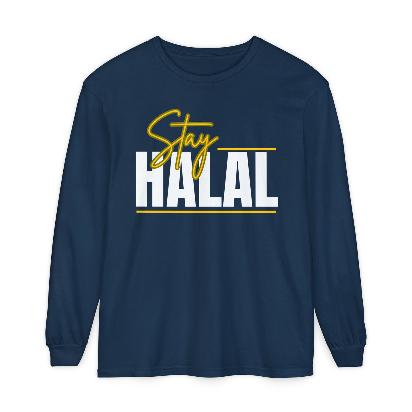 Stay Halal Graphic Long-Sleeve Tee T-Shirt - Soft Cozy Stay Halal Graphic Unisex Long-Sleeve Tee
