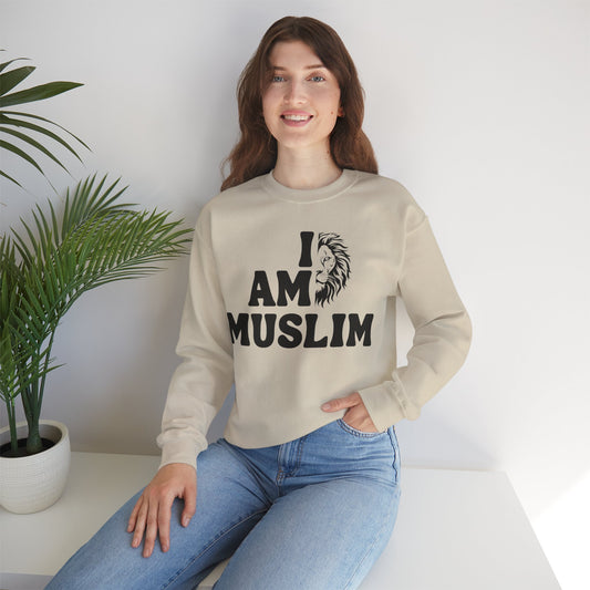 I Am Muslim Typographic Sweatshirt - Lion Cozy Soft Cotton Unisex Sweatshirt