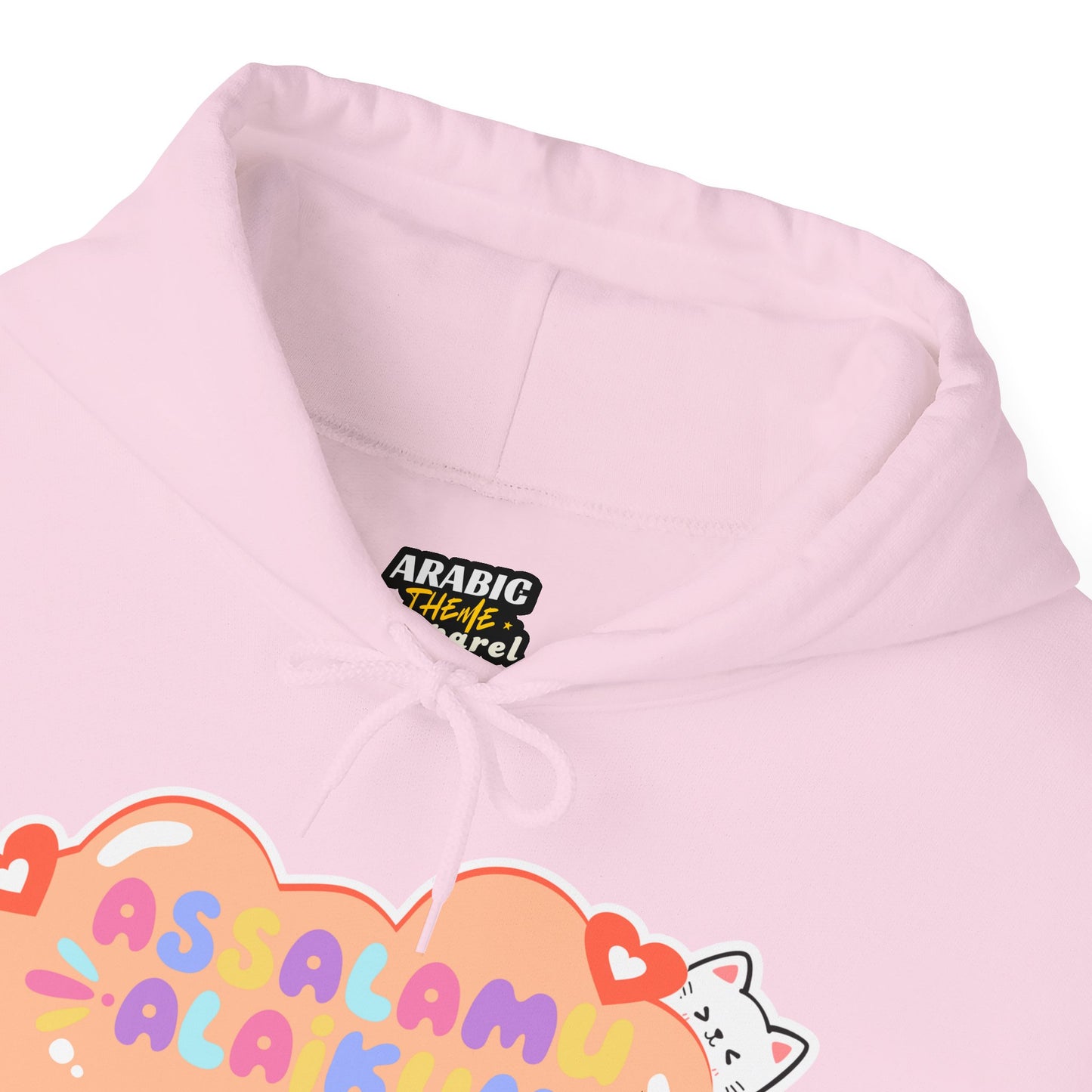 Assalamualaikum Typographic Hoodie - Cute Cat Lover Graphic Cozy Soft Cotton Unisex Hoodie