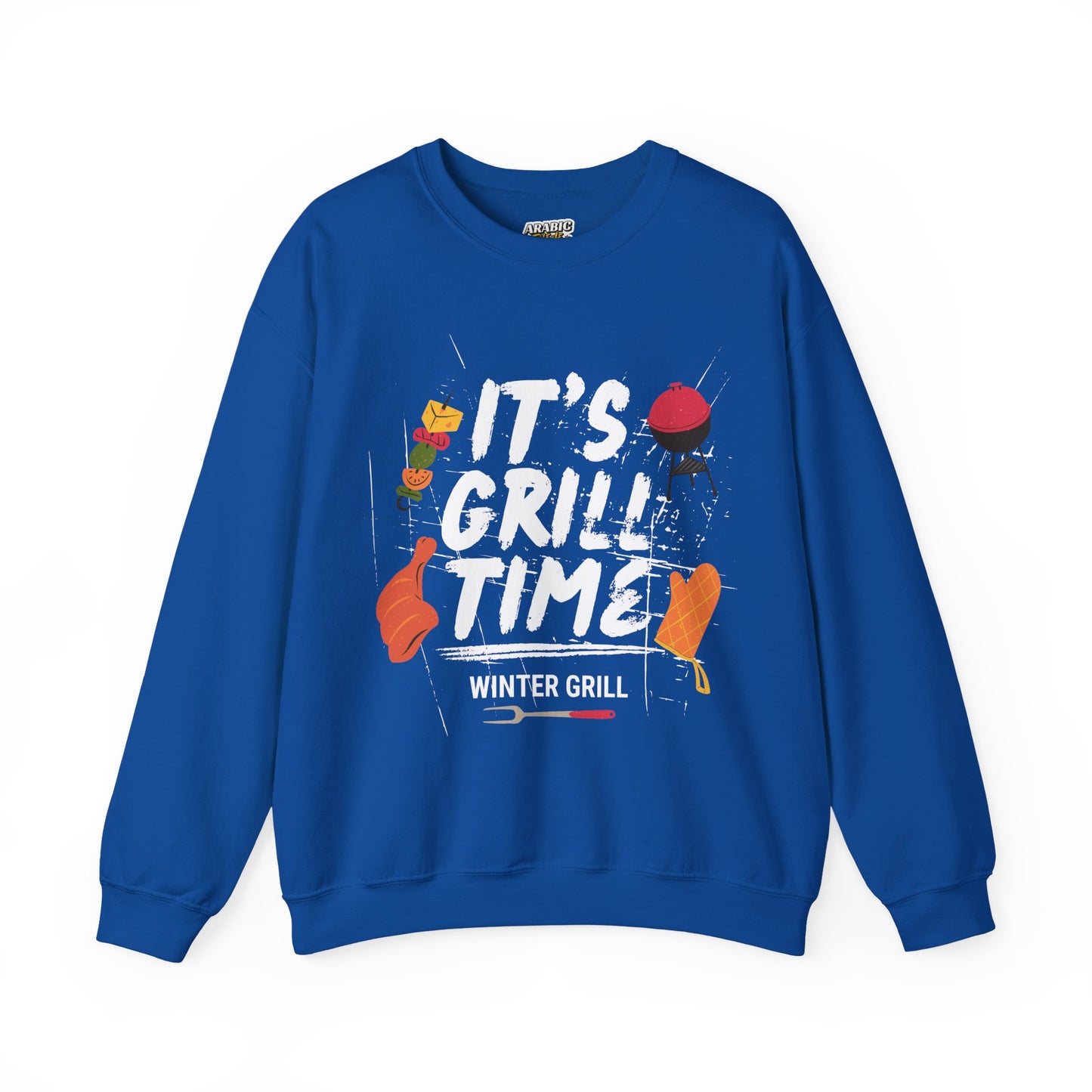 Winter Grill Typography Sweatshirt - Cozy Soft Cotton Unisex BBQ Graphic Sweatshirt