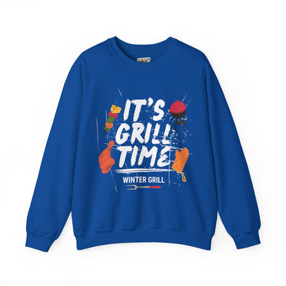 Winter Grill Typography Sweatshirt - Cozy Soft Cotton Unisex BBQ Graphic Sweatshirt