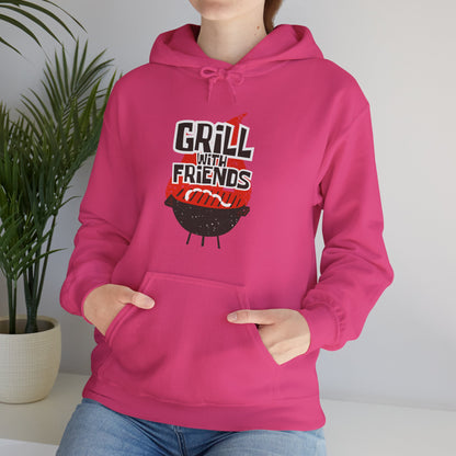 Grill with Friends Typographic Hoodie - Cozy Soft Cotton Unisex Sausage Graphic Hoodie