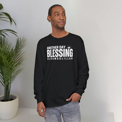 Another Day Another Blessing Alhamdulillah Graphic Long-Sleeve T-Shirt - Alhamdulillah Typography Islamic Unisex Tee