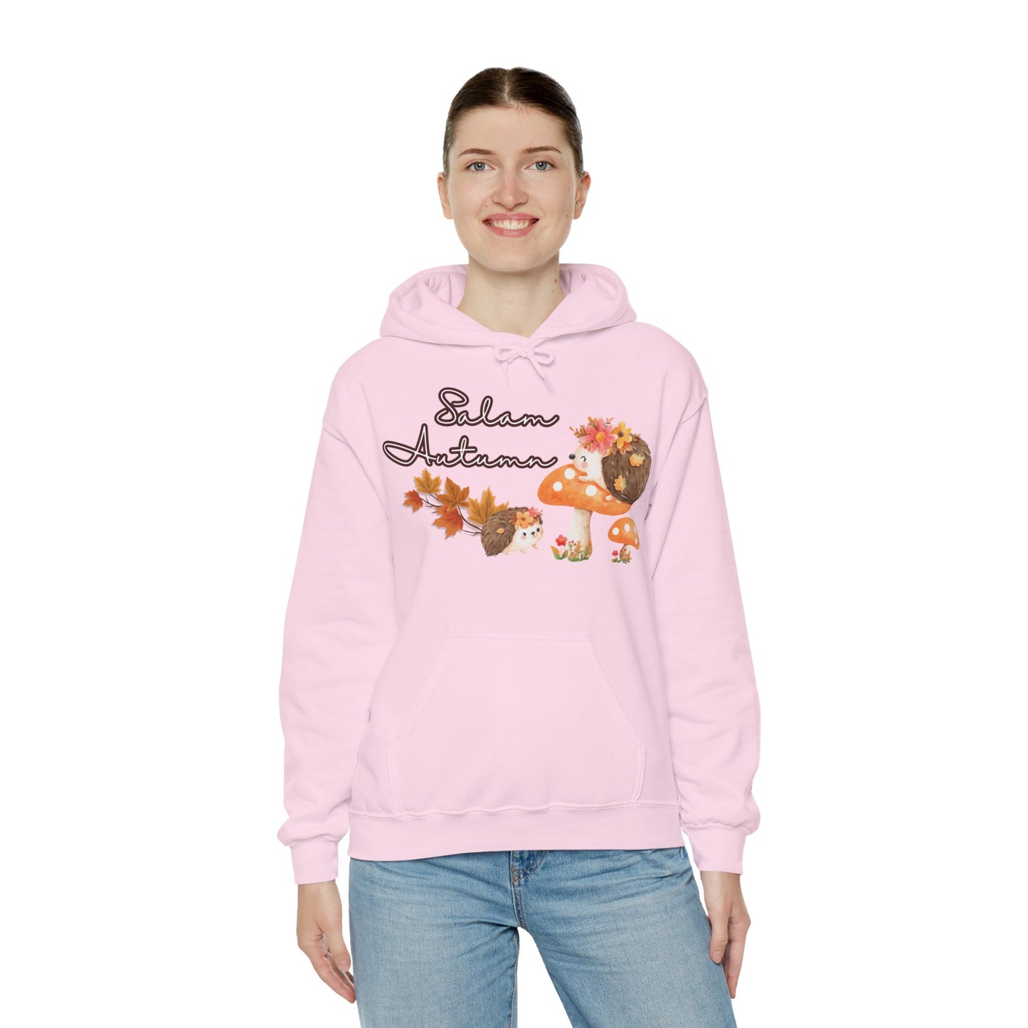 Salam Autumn Cute Hedgehog Mushroom Graphic Hoodie - Cozy Autumn Cute Hedgehog Mushroom Graphic Unisex Hoodie