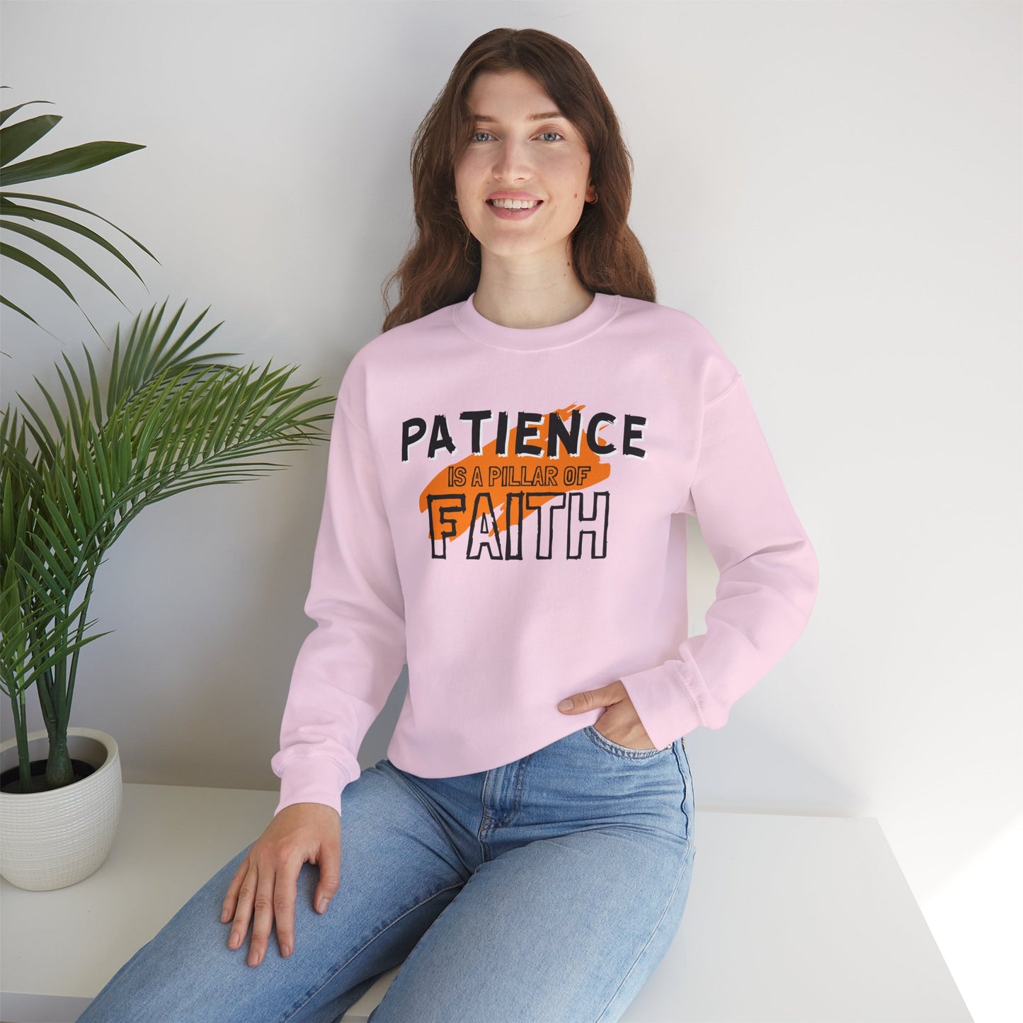 Patience is a Pillar of Faith Typographic Sweatshirt - Cozy Soft Cotton Unisex Statement Sweatshirt