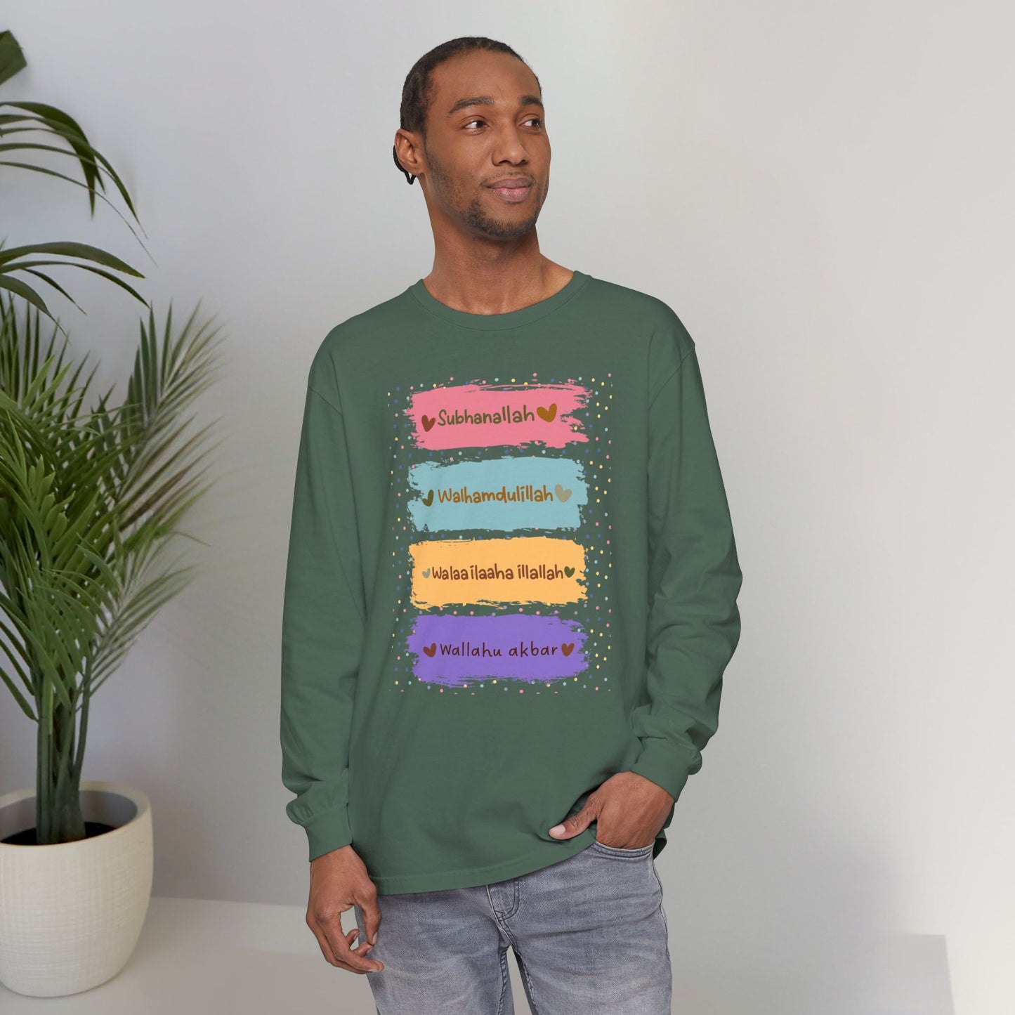 Zikr Dhikr Typographic Long Sleeve Tee T-Shirt - Colorful Cozy Soft Cotton Unisex Long Sleeve Tee