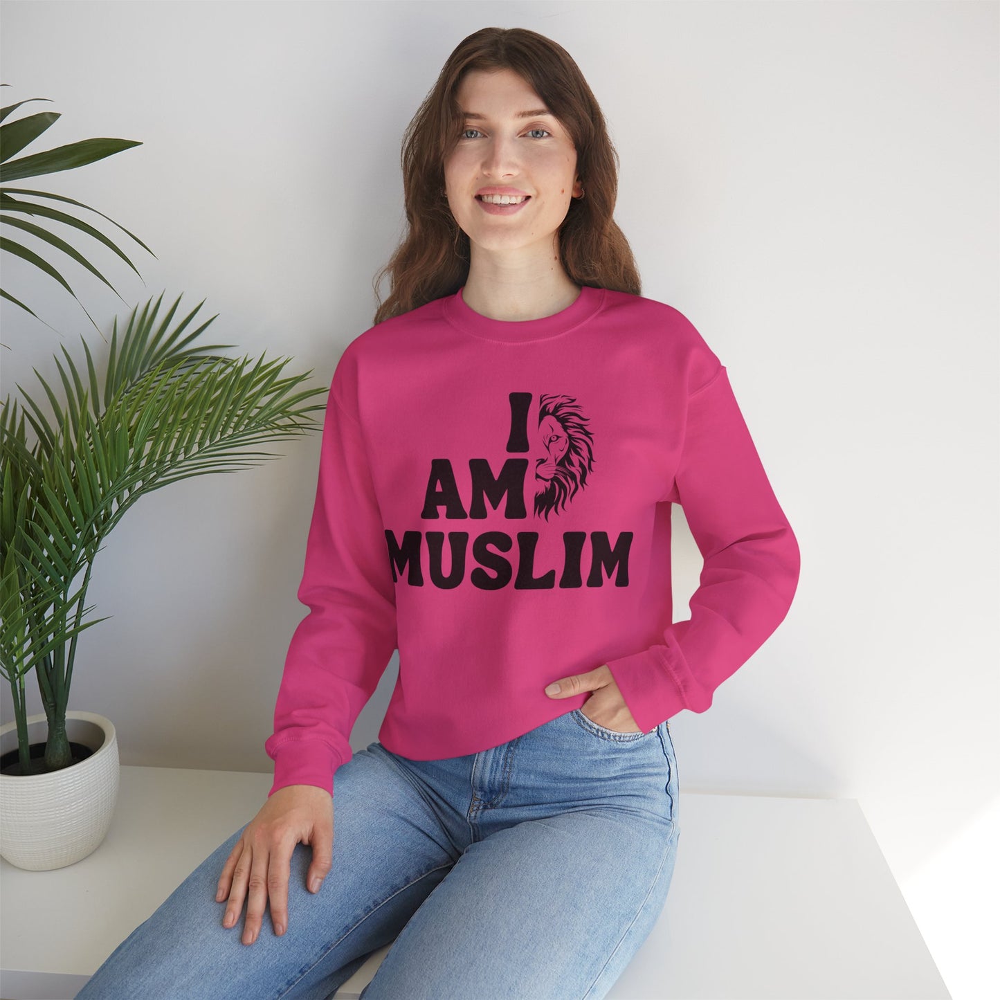 I Am Muslim Typographic Sweatshirt - Lion Cozy Soft Cotton Unisex Sweatshirt