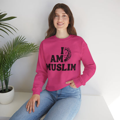 I Am Muslim Typographic Sweatshirt - Lion Cozy Soft Cotton Unisex Sweatshirt