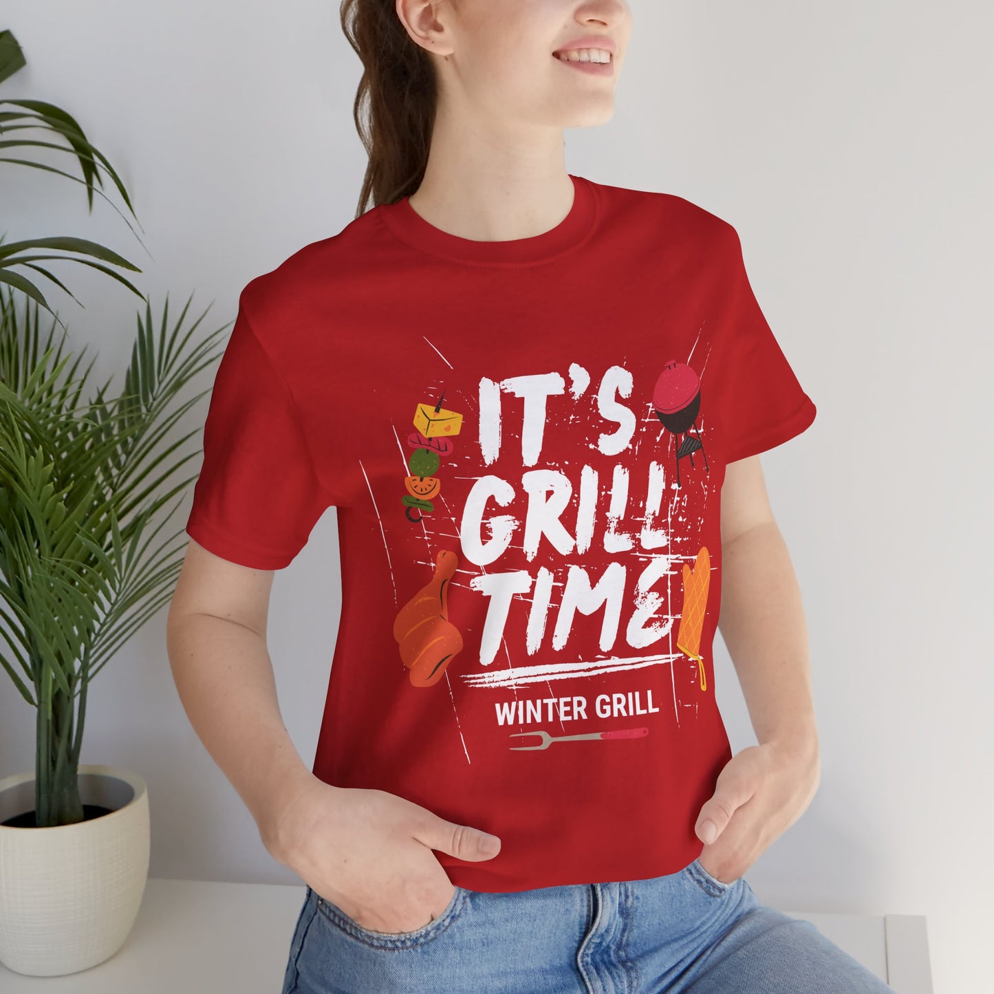 Winter Grill Typography Tee T-Shirt - Cozy Soft Cotton Unisex BBQ Graphic Tee