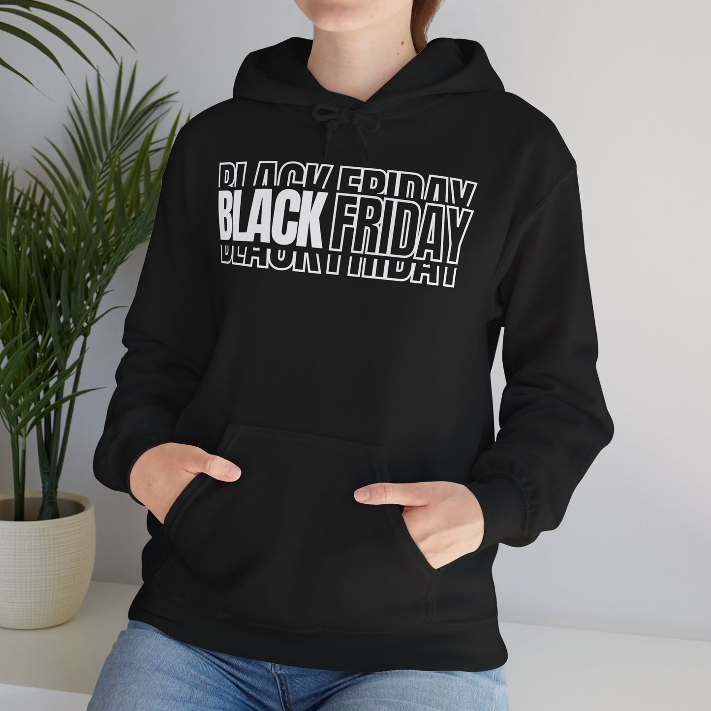 Black Friday Shadow Typography Hoodie - 3D Graphic Fleece
