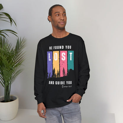 He Found You lost And Guide You Graphic Long-Sleeve Tee T-Shirt - He Found You lost And Guide You Typography Islamic Unisex Long-Sleeve Tee