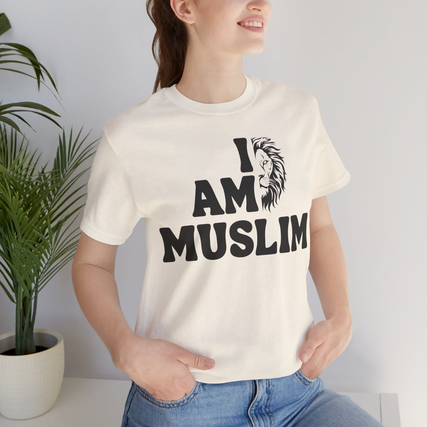 I Am Muslim Typographic Tee T-Shirt - Lion Cozy Soft Cotton Unisex Tee
