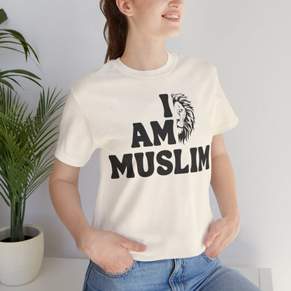 I Am Muslim Typographic Tee T-Shirt - Lion Cozy Soft Cotton Unisex Tee