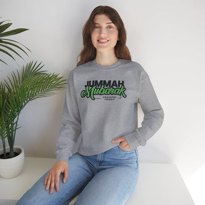Jummah Mubarak Graphic Sweatshirt - Peaceful Friday Typography Islamic Unisex Sweatshirt
