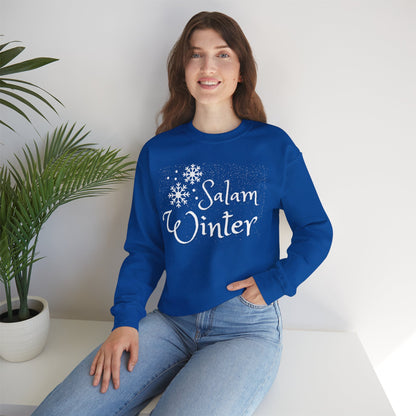 Salam Winter Typographic Sweatshirt - Cozy Soft Cotton Unisex Snowflake Graphic Sweatshirt