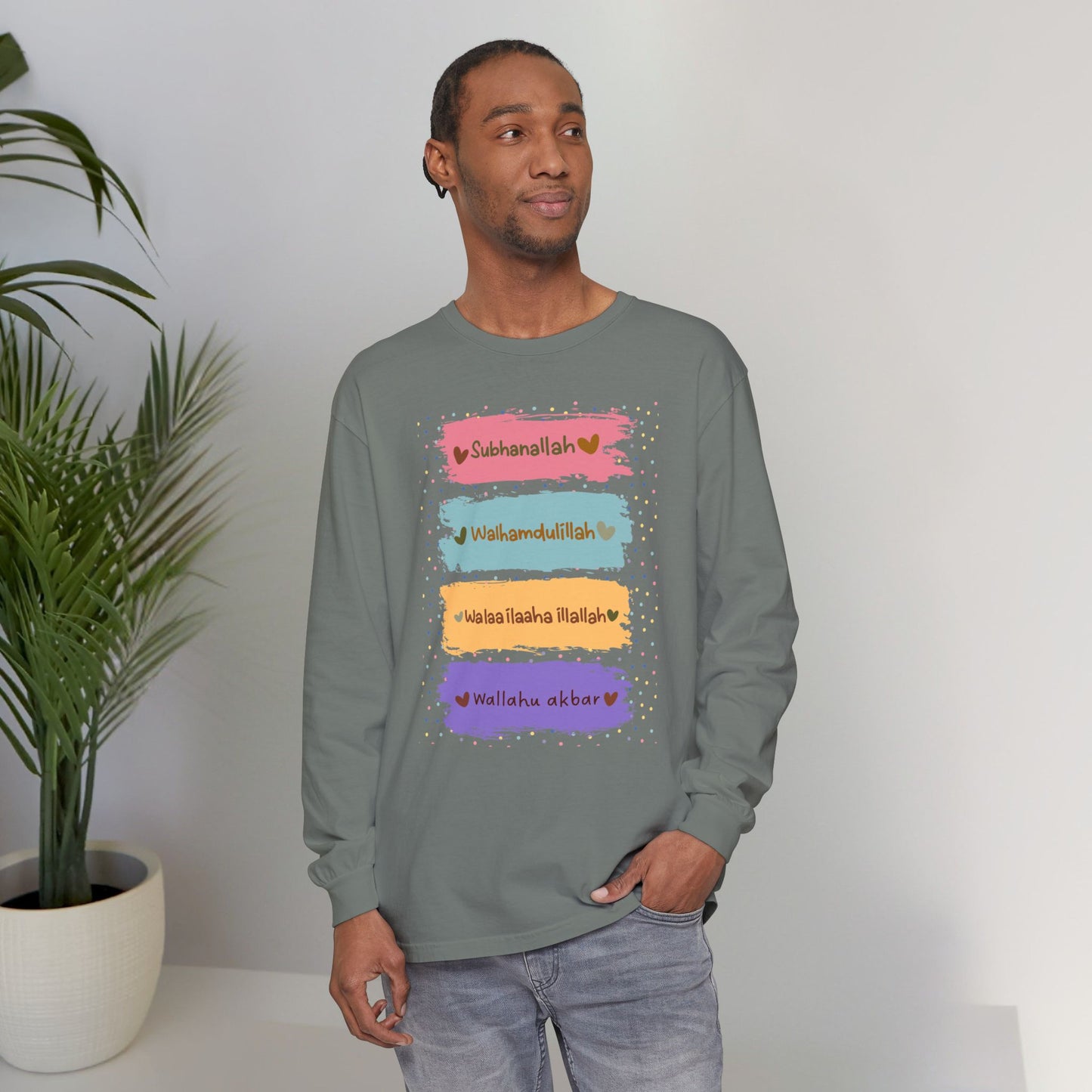 Zikr Dhikr Typographic Long Sleeve Tee T-Shirt - Colorful Cozy Soft Cotton Unisex Long Sleeve Tee
