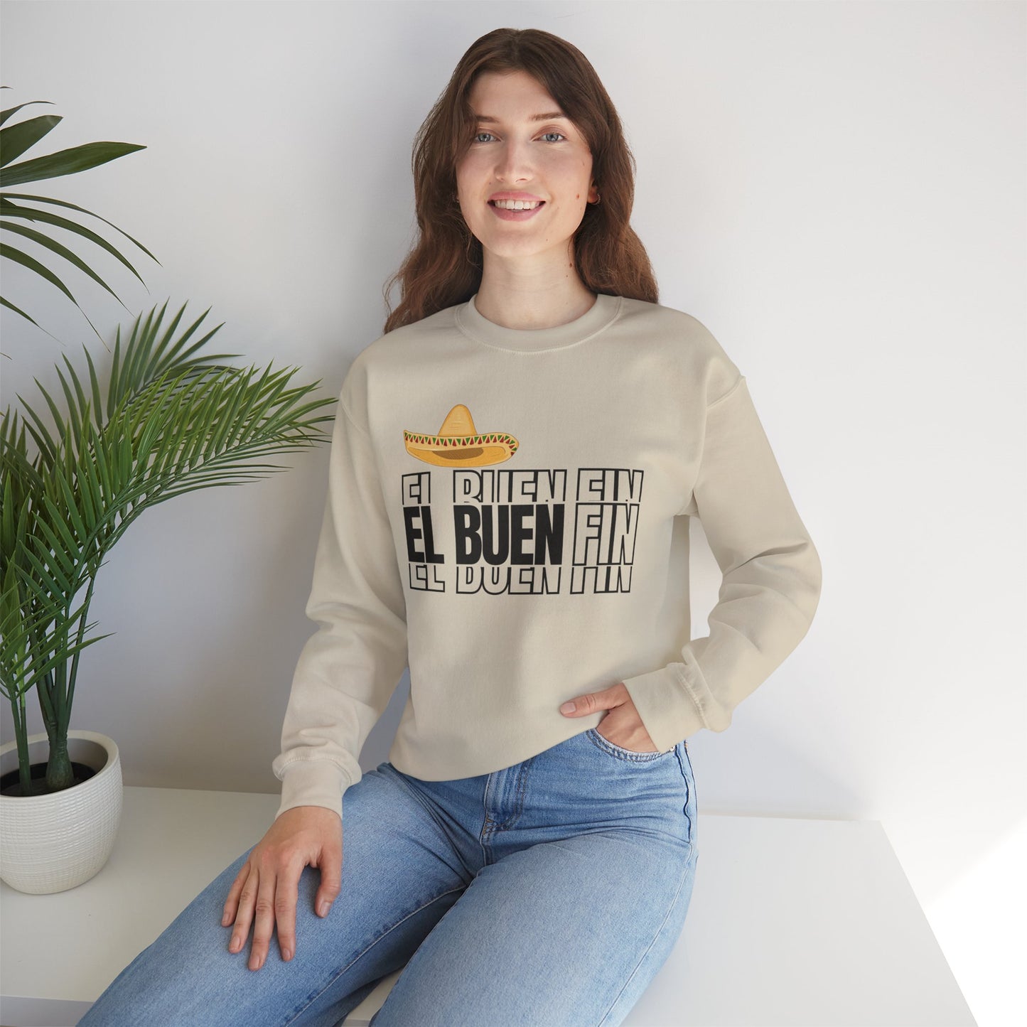 El Buen Fin Shadow Typography Sweatshirt - 3D Graphic Crewneck