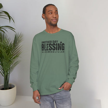 Another Day Another Blessing Alhamdulillah Graphic Long-Sleeve T-Shirt - Alhamdulillah Typography Islamic Unisex Tee