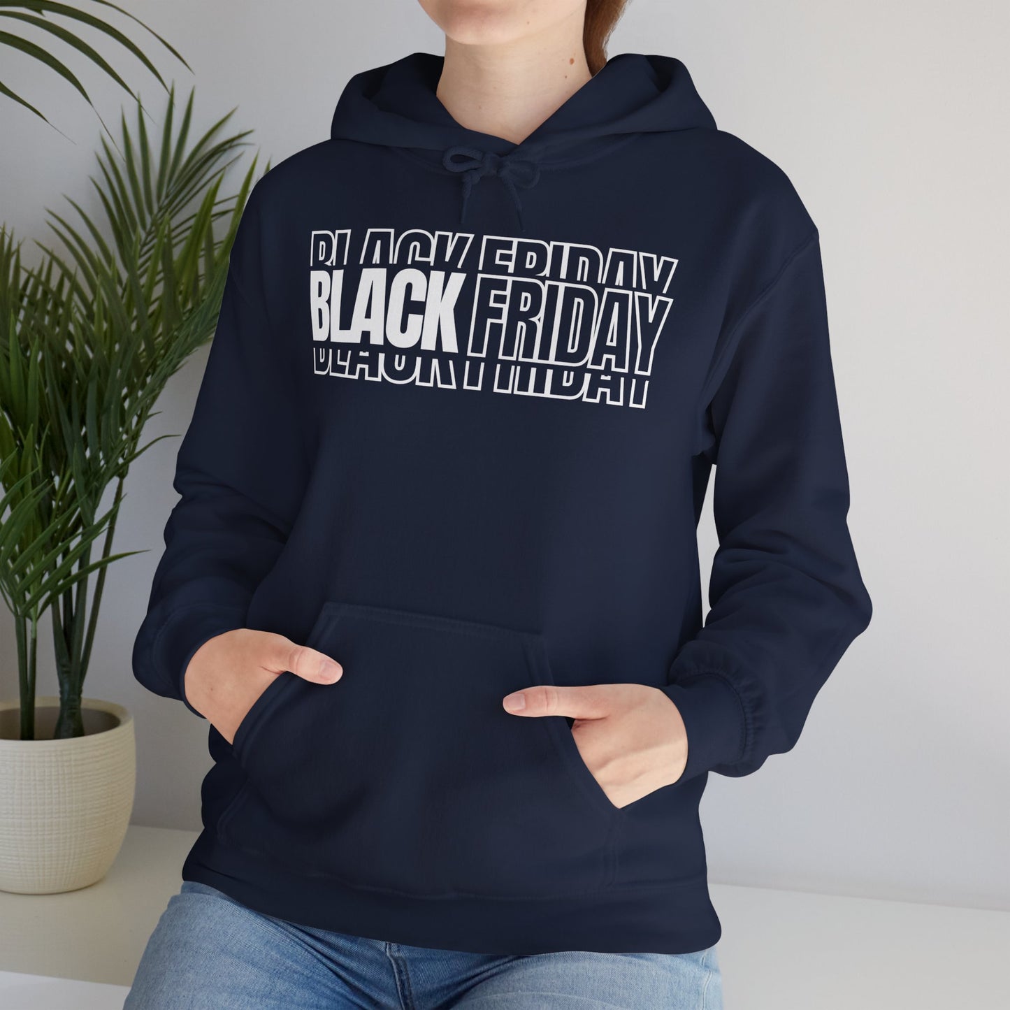 Black Friday Shadow Typography Hoodie - 3D Graphic Fleece