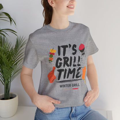 Winter Grill Typography Tee T-Shirt - Cozy Soft Cotton Unisex BBQ Graphic Tee
