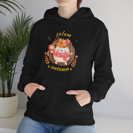 Salam Autumn Cute Hedgehog Sleeping Graphic Hoodie - Cozy Autumn Cute Hedgehog Sleeping Graphic Unisex Hoodie