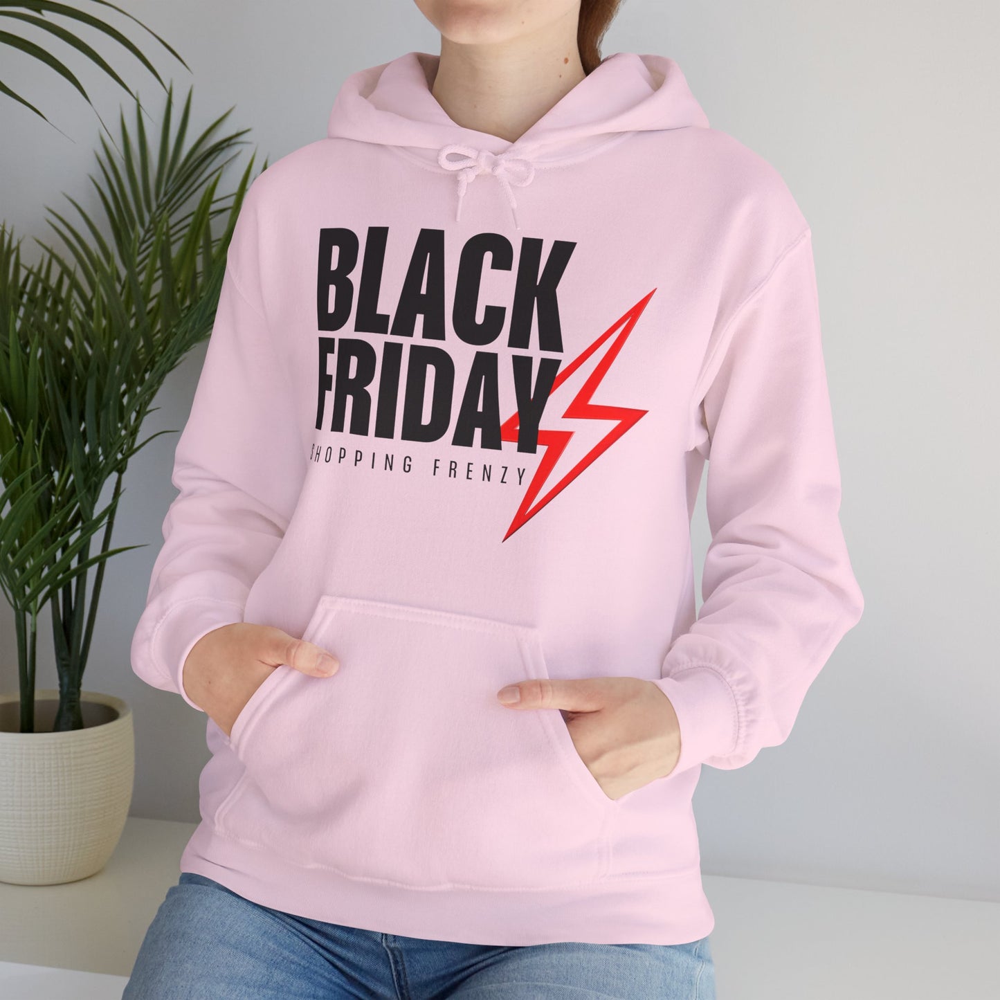 Black Friday Shopping Frenzy Hoodie - Lightning Graphic Fleece