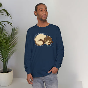 Nap Is Part Of Sunnah Typographic Long Sleeve Tee T-Shirt - Cozy Soft Cotton Unisex Sleeping Cat Graphic Long Sleeve Tee