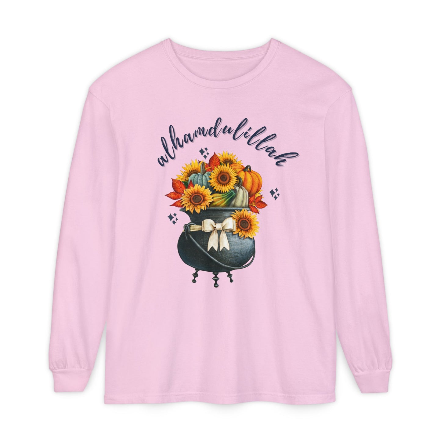 Alhamdulillah Classic Pot Floral Gratitude Graphic Long-Sleeve T-Shirt - Alhamdulillah Typography Islamic Unisex Tee
