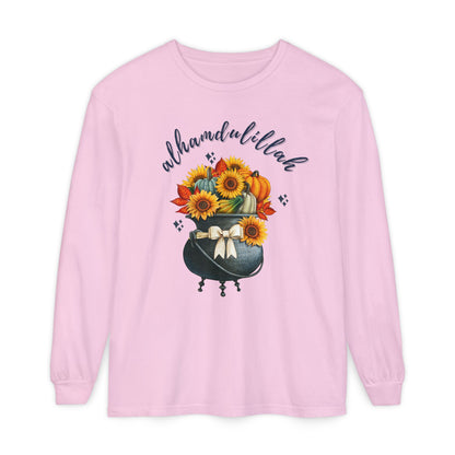 Alhamdulillah Classic Pot Floral Gratitude Graphic Long-Sleeve T-Shirt - Alhamdulillah Typography Islamic Unisex Tee