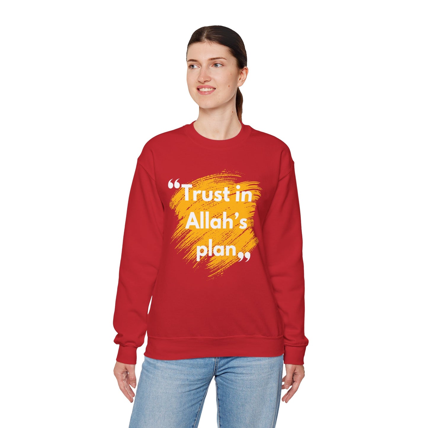 Trust in Allah's Plan Typographic Sweatshirt - Note Cozy Soft Cotton Unisex Sweatshirt