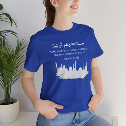 Sufficient for us is Allah, and [He is] the best Disposer of affairs T-Shirt - Arabic Calligraphy Islamic Unisex Tee