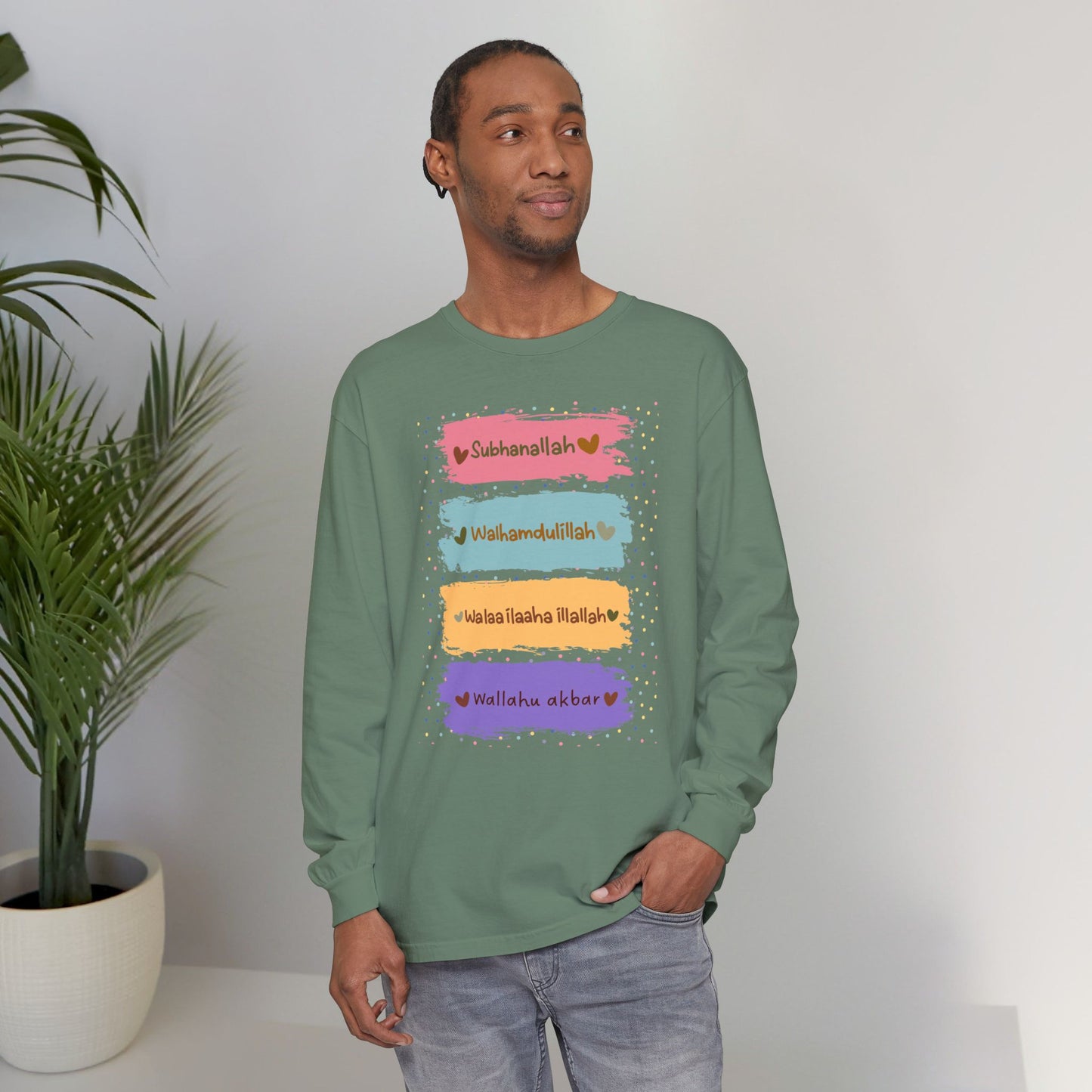 Zikr Dhikr Typographic Long Sleeve Tee T-Shirt - Colorful Cozy Soft Cotton Unisex Long Sleeve Tee
