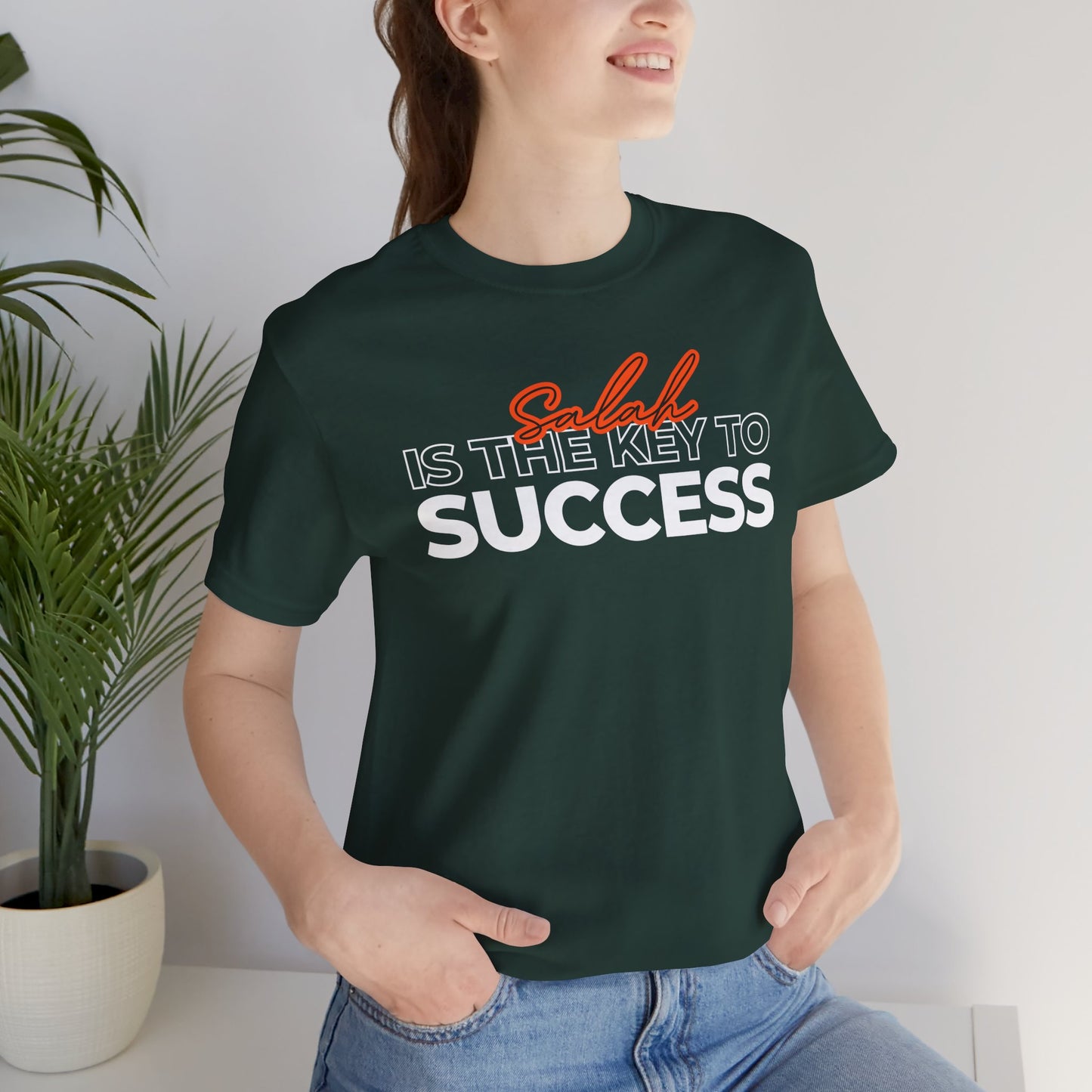 Salah is the Key to Success Typographic Tee T-Shirt - Cozy Soft Cotton Unisex Statement Tee