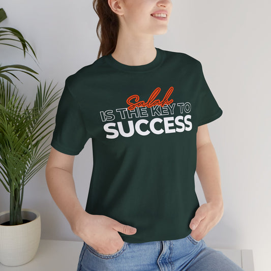 Salah is the Key to Success Typographic Tee T-Shirt - Cozy Soft Cotton Unisex Statement Tee