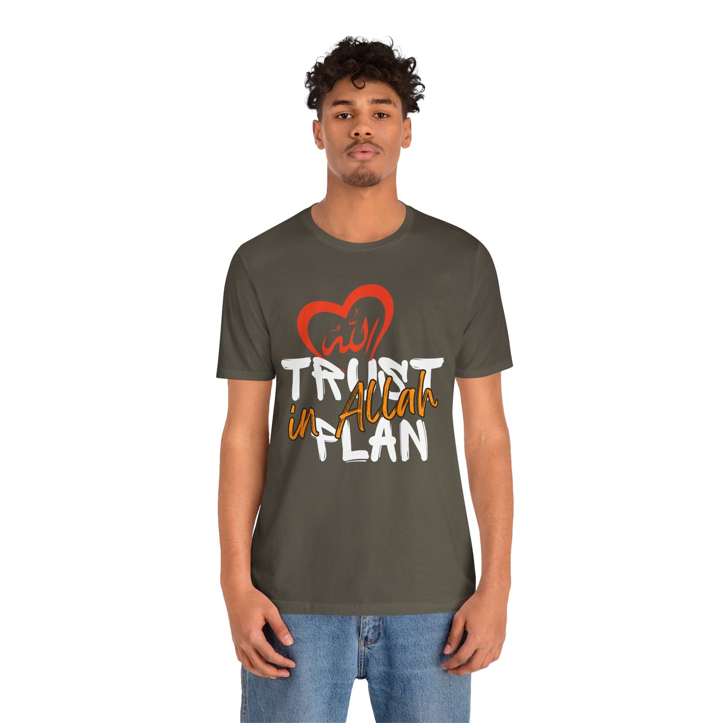 Trust in Allah's Plan Typographic Tee T-Shirt - Tawakkul Cozy Soft Cotton Unisex Tee