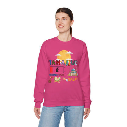 Tahajjud Recharge Iman Graphic Sweatshirt - Tahajjud Recharge Iman Typography Islamic Unisex Sweatshirt
