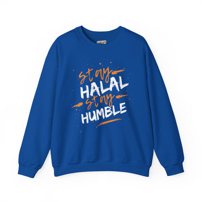 Stay Halal Stay Humble Typographic Sweatshirt - Cozy Soft Cotton Unisex Statement Sweatshirt