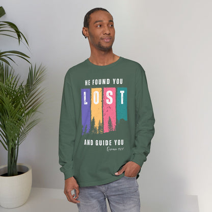 He Found You lost And Guide You Graphic Long-Sleeve Tee T-Shirt - He Found You lost And Guide You Typography Islamic Unisex Long-Sleeve Tee