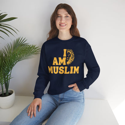 I Am Muslim Typographic Sweatshirt - Lion Cozy Soft Cotton Unisex Sweatshirt
