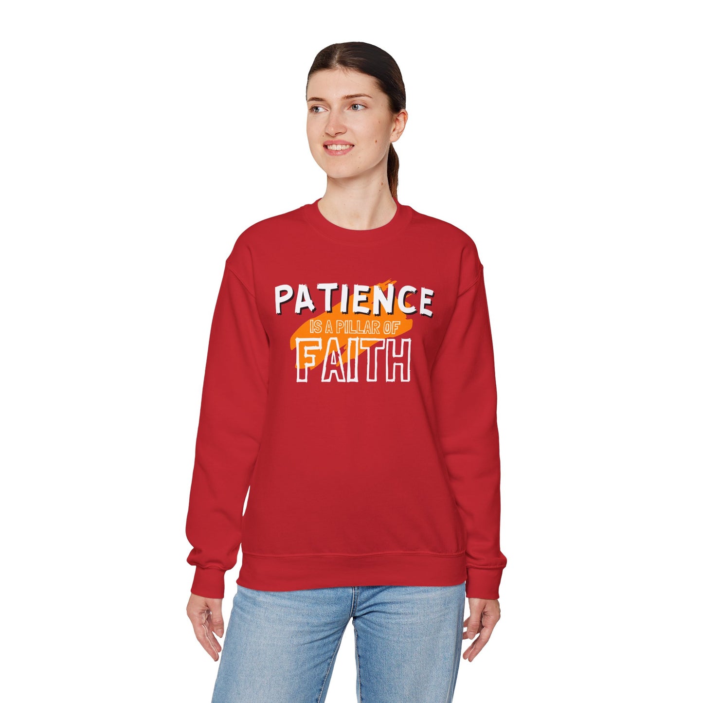 Patience is a Pillar of Faith Typographic Sweatshirt - Cozy Soft Cotton Unisex Statement Sweatshirt