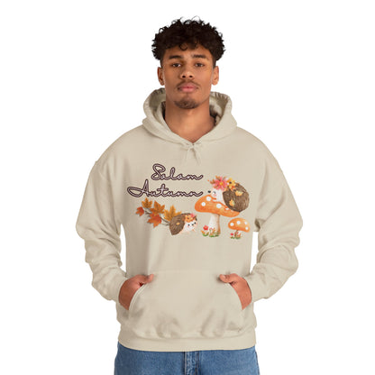 Salam Autumn Cute Hedgehog Mushroom Graphic Hoodie - Cozy Autumn Cute Hedgehog Mushroom Graphic Unisex Hoodie
