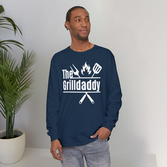 The Grilldaddy Typography Long Sleeve Tee T-Shirt - Cozy Soft Cotton Unisex BBQ Graphic Long Sleeve Tee
