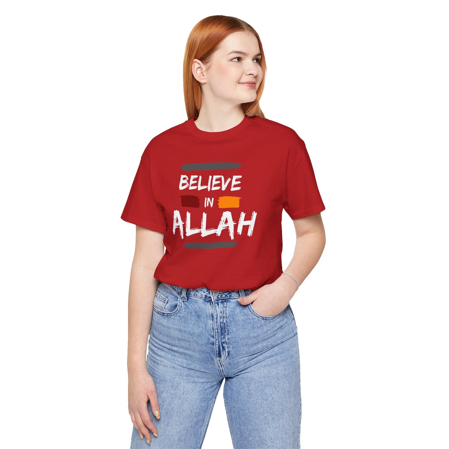 Believe in Allah Typographic Tee T-Shirt - Cozy Soft Cotton Unisex Statement Tee