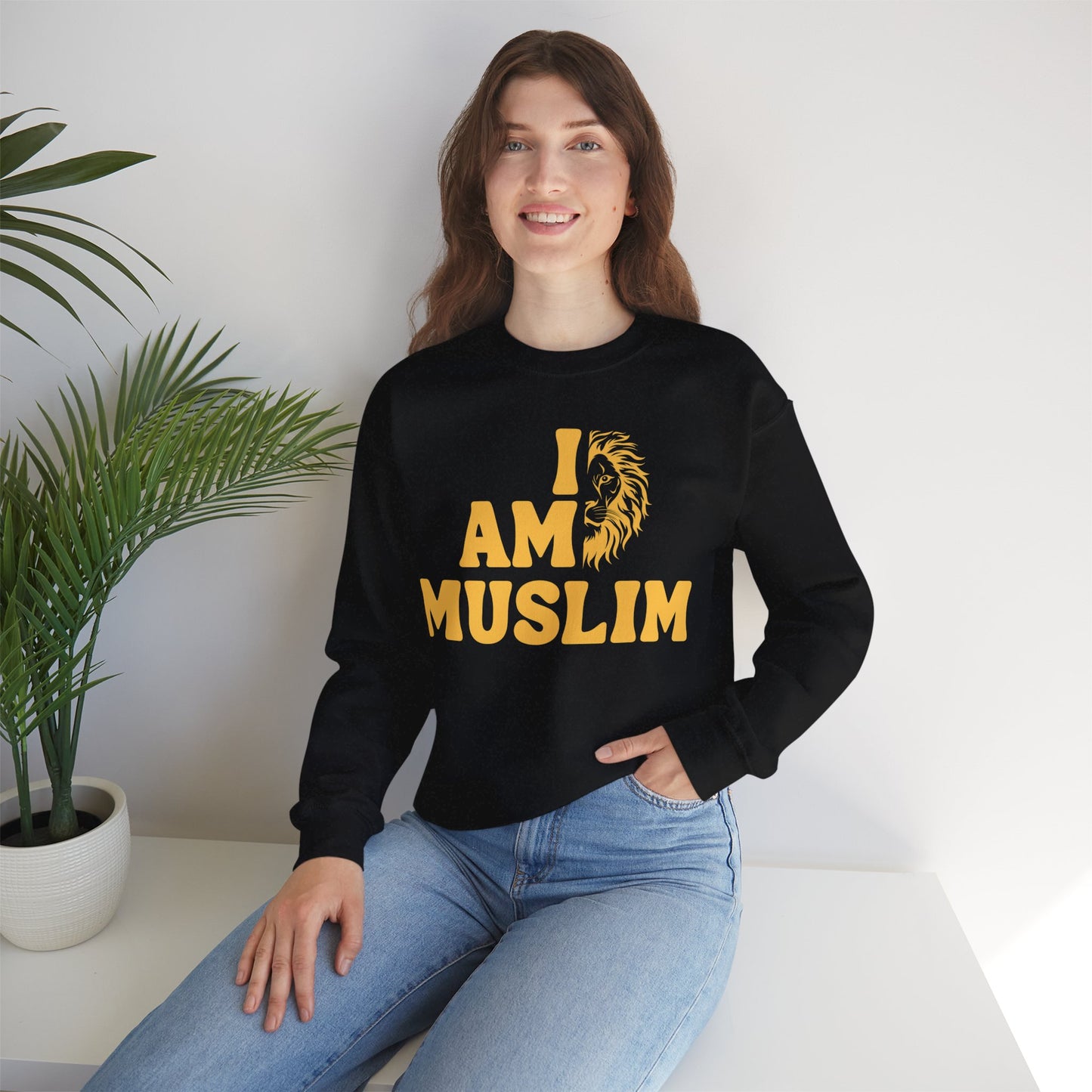 I Am Muslim Typographic Sweatshirt - Lion Cozy Soft Cotton Unisex Sweatshirt