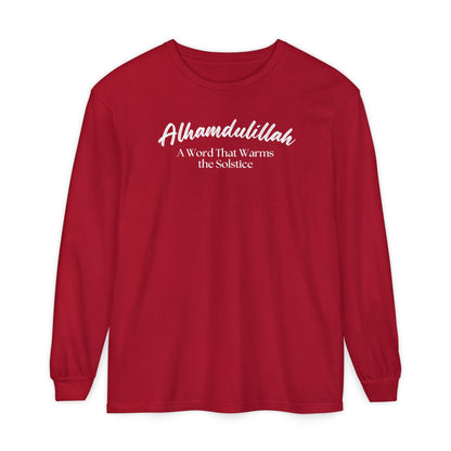 Alhamdulillah A Word That Warms the Solstice Graphic Long-Sleeve T-Shirt - Alhamdulillah Typography Islamic Unisex Tee