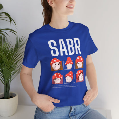 Sabr Typographic Tee T-Shirt - Cute Mushroom Cozy Soft Cotton Unisex Statement Tee