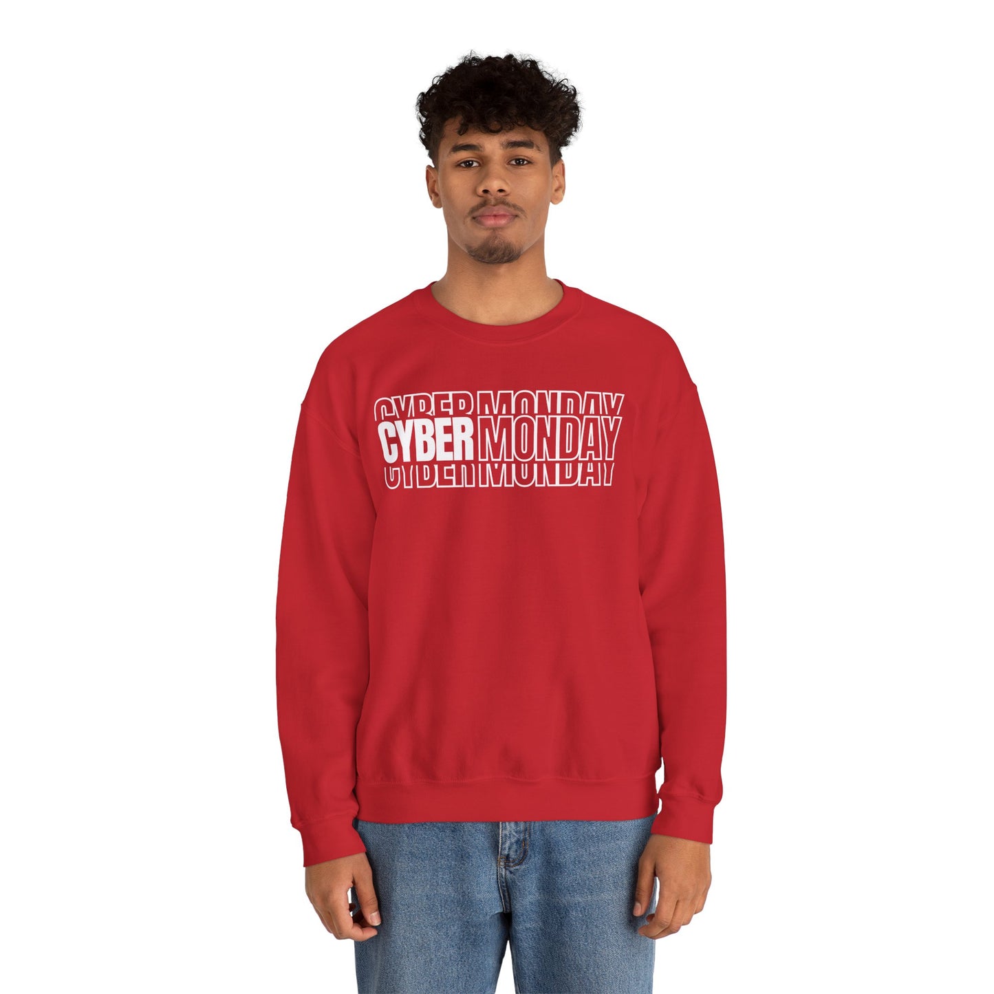 Cyber Monday Shadow Typography Sweatshirt - 3D Graphic Crewneck